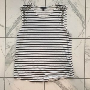 J. Crew Striped Top with Embellishments